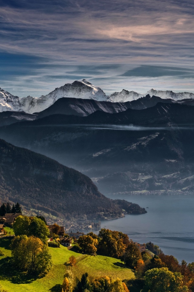 Обои Swiss Alps Panorama 640x960