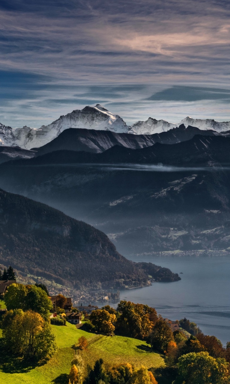 Обои Swiss Alps Panorama 768x1280