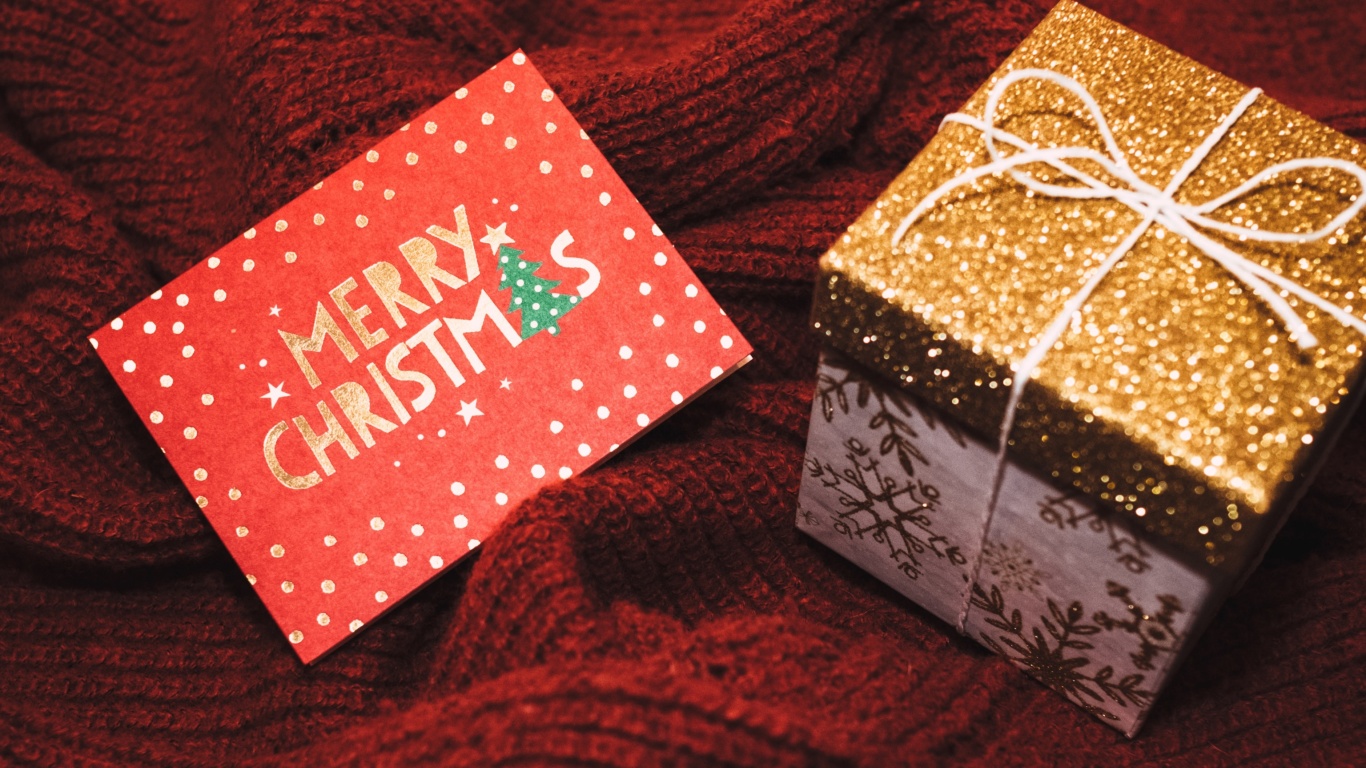 Fondo de pantalla Christmas Postcard and Gift 1366x768