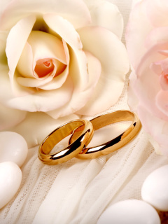 Fondo de pantalla Roses and Wedding Rings 240x320