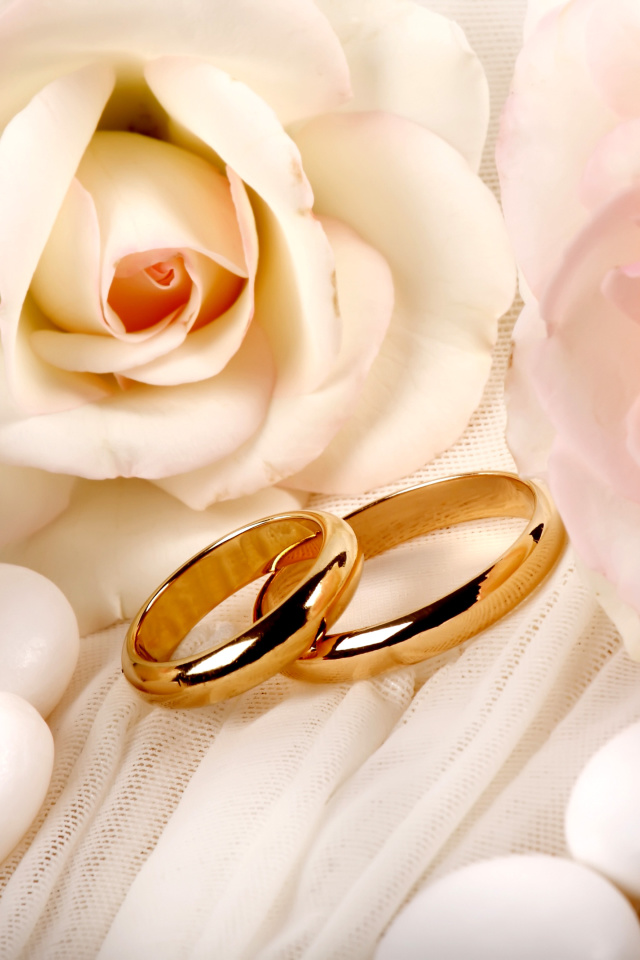 Das Roses and Wedding Rings Wallpaper 640x960