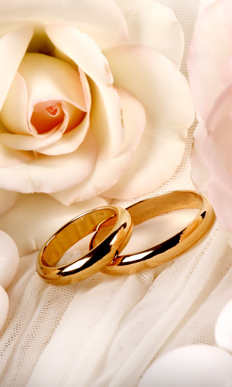 Fondo de pantalla Roses and Wedding Rings 768x1280