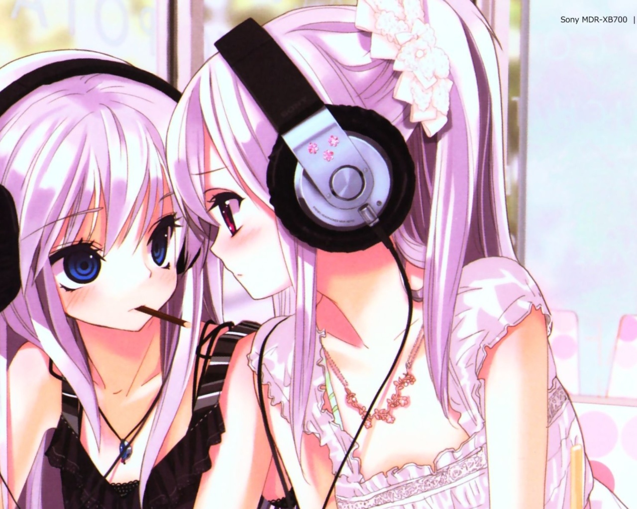 Das Anime Girl in Headphones Wallpaper 1280x1024