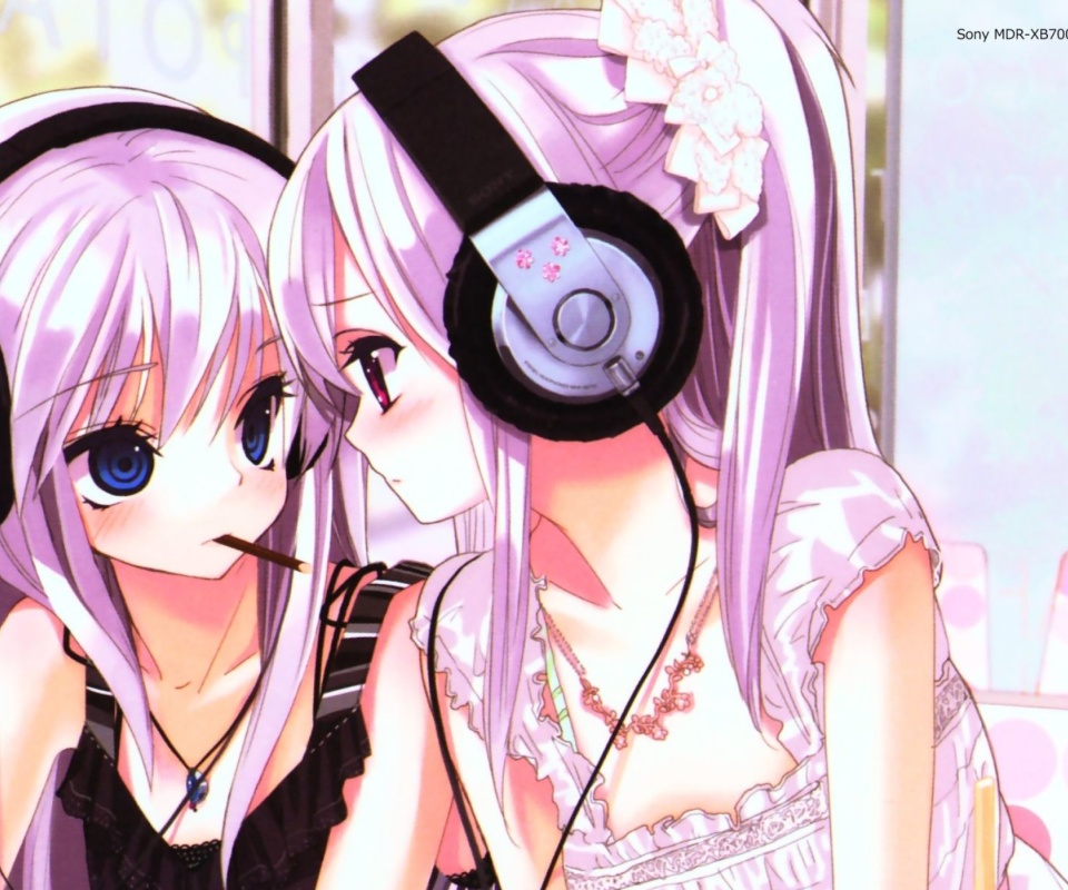 Anime Girl in Headphones wallpaper 960x800