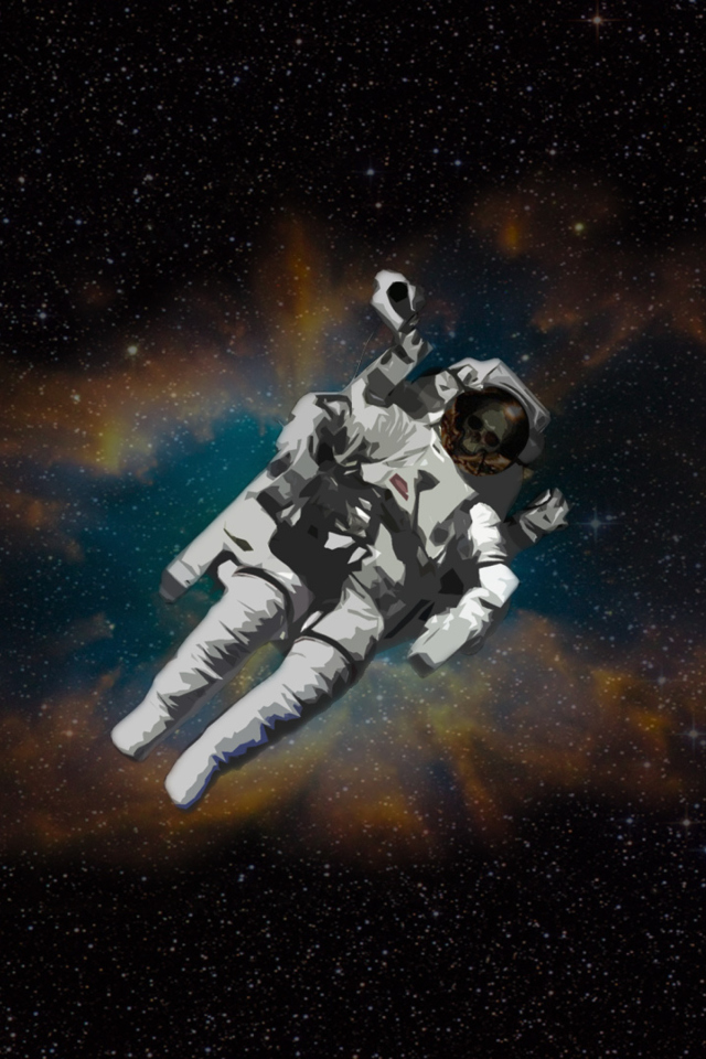 Das Skull Of Astronaut In Space Wallpaper 640x960