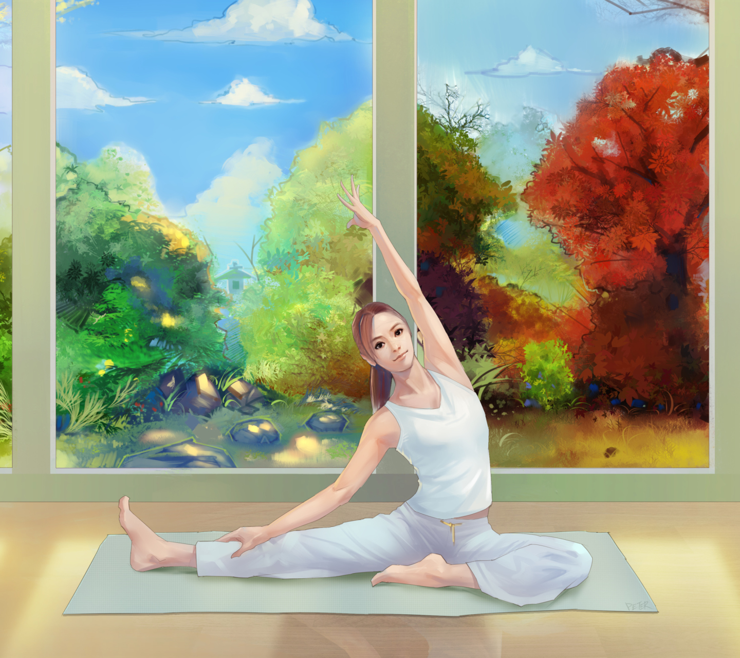 Обои Yoga Girl 1440x1280