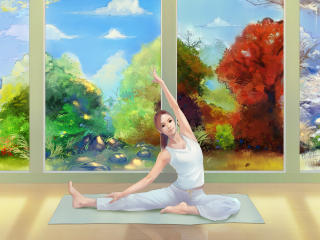 Das Yoga Girl Wallpaper 320x240
