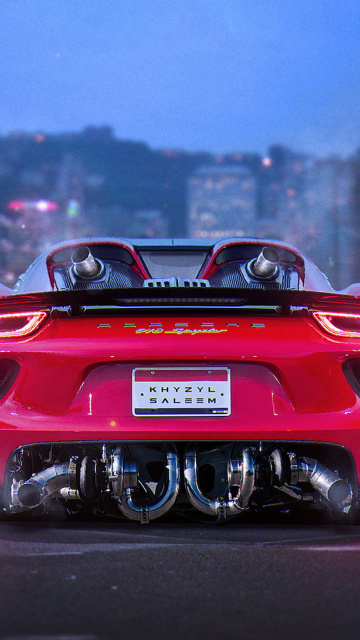 Обои Porsche 918 Spyder Red 360x640