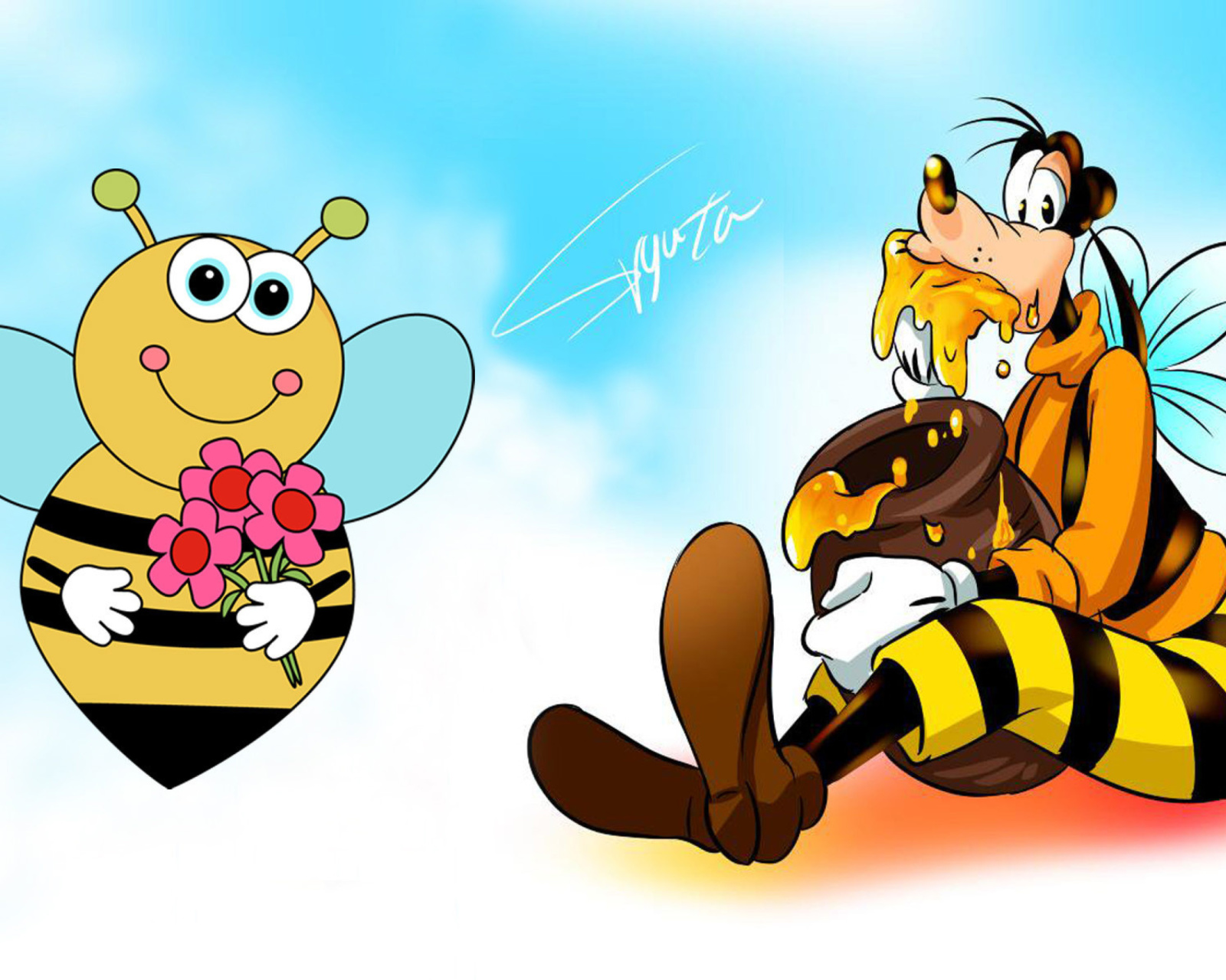 Goofy Bees wallpaper 1600x1280