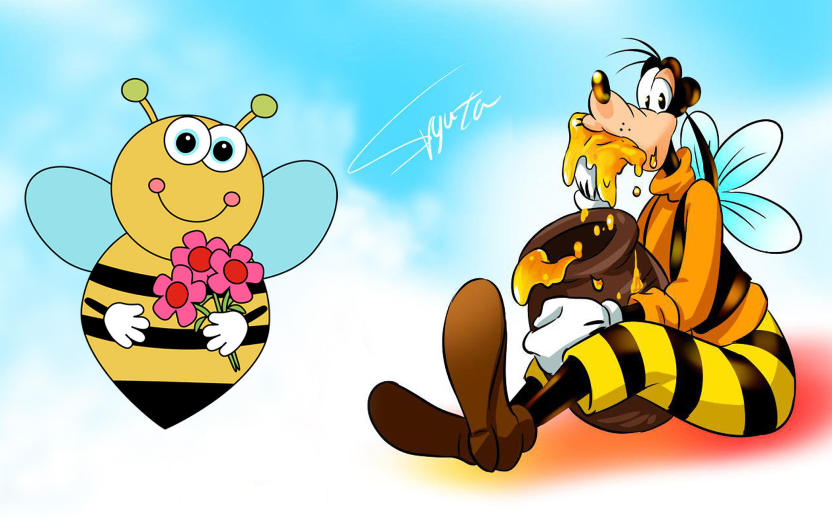 Goofy Bees wallpaper 1680x1050