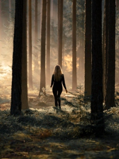Girl In Forest wallpaper 240x320