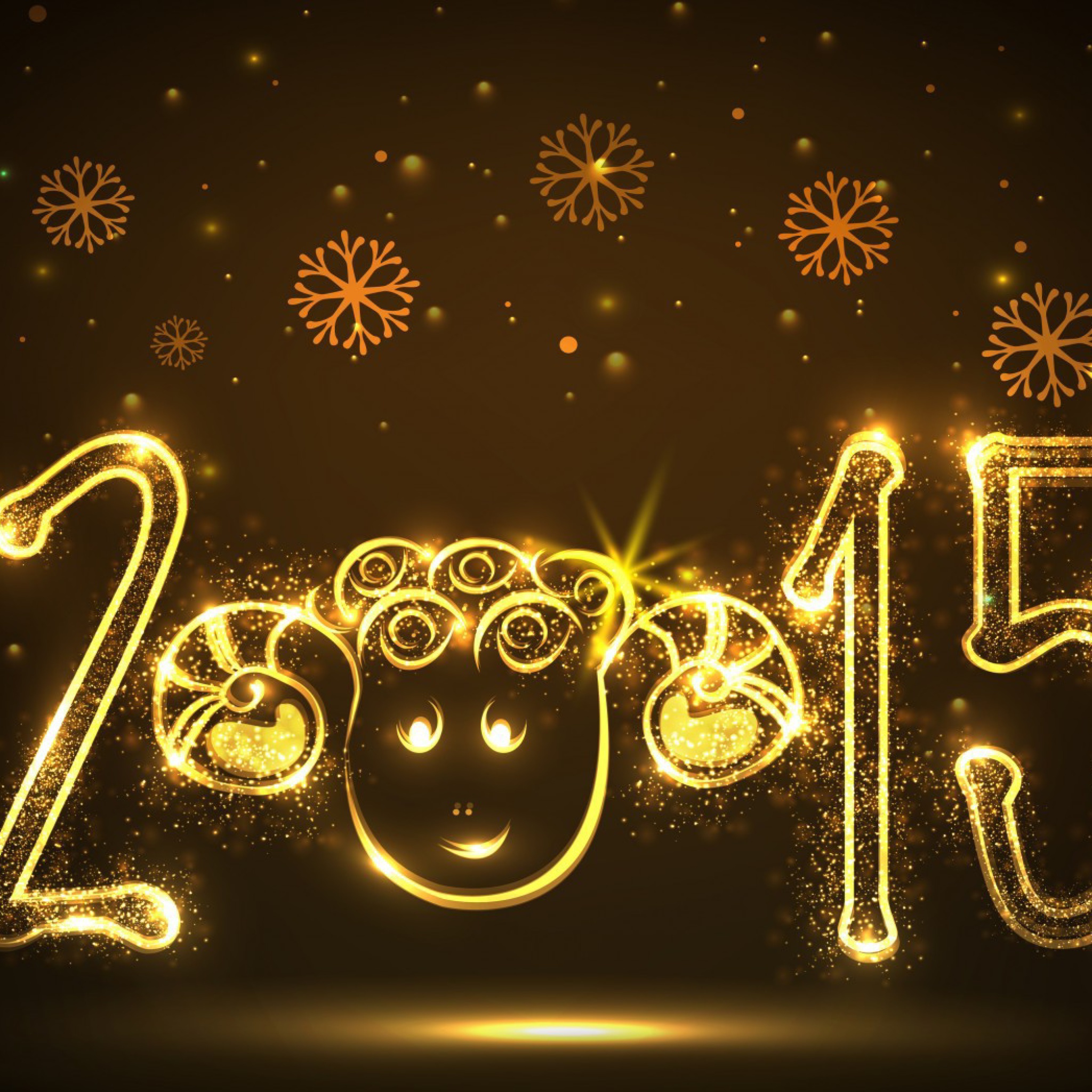 Sfondi Golden Lights Happy New Year 2015 2048x2048