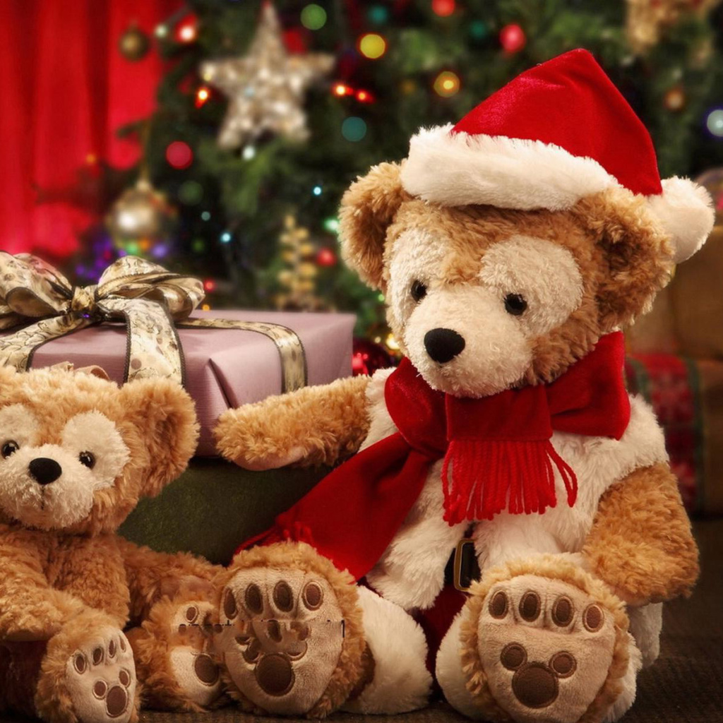 Das Christmas Teddy Bears Wallpaper 1024x1024
