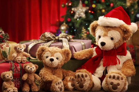 Обои Christmas Teddy Bears 480x320