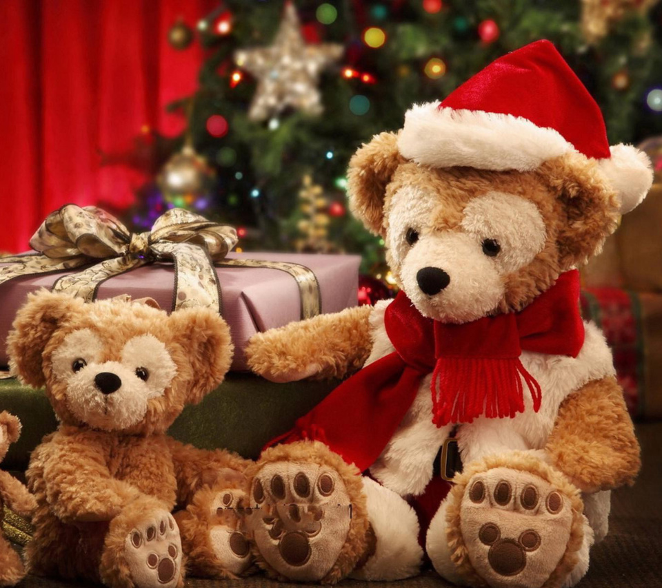 Обои Christmas Teddy Bears 960x854