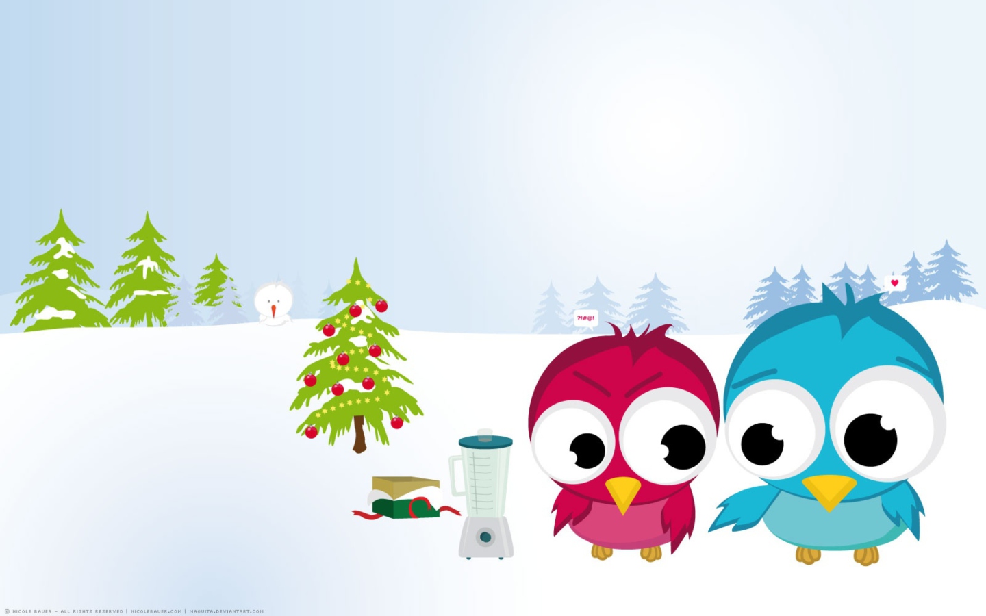 Screenshot №1 pro téma Funny Christmas Birds 1440x900
