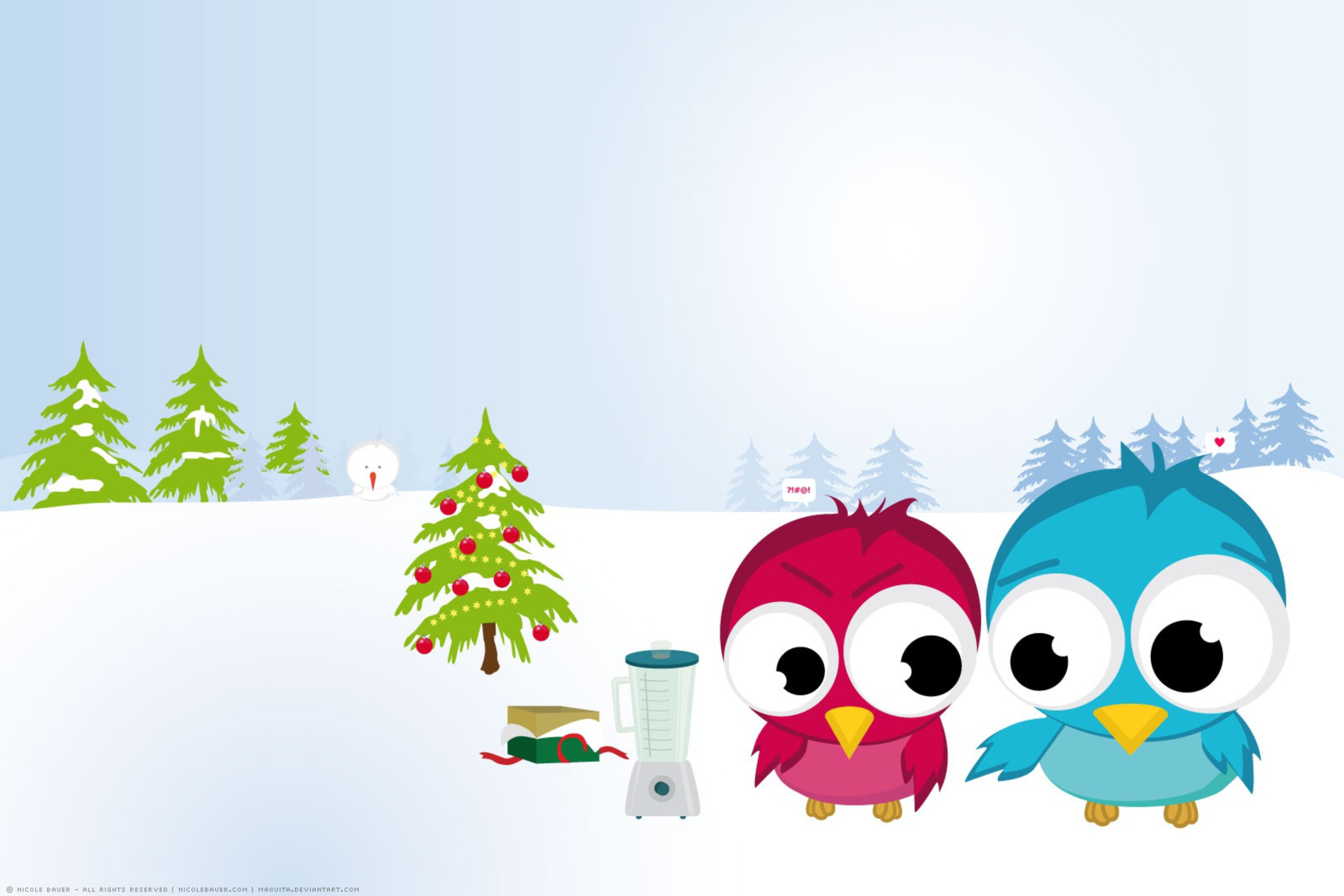 Обои Funny Christmas Birds 2880x1920