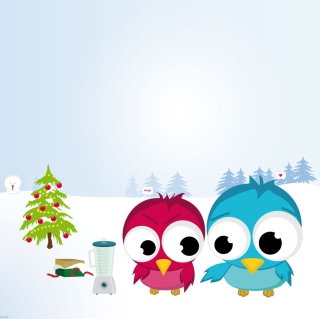 Kostenloses Funny Christmas Birds Wallpaper für 128x128