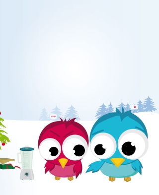 Kostenloses Funny Christmas Birds Wallpaper für Nokia 5800 XpressMusic