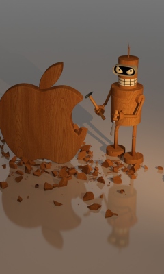 Fondo de pantalla Bender Against Apple 240x400