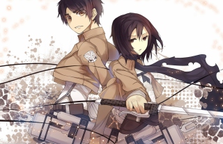 Eren Jaeger with Mikasa Ackerman Wallpaper for Android, iPhone and iPad