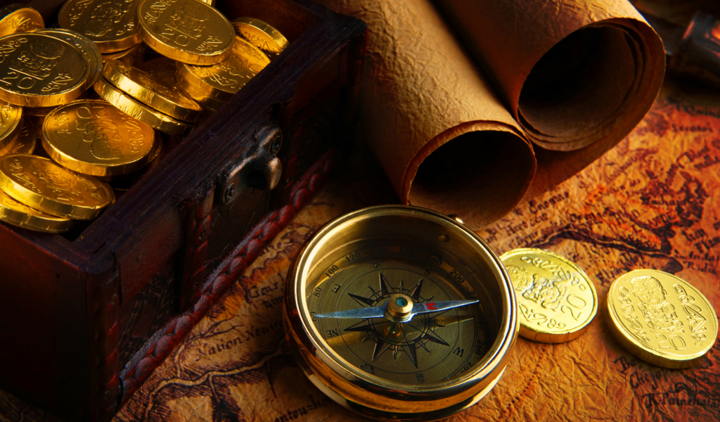 Обои Gold and Pirate Map 1024x600
