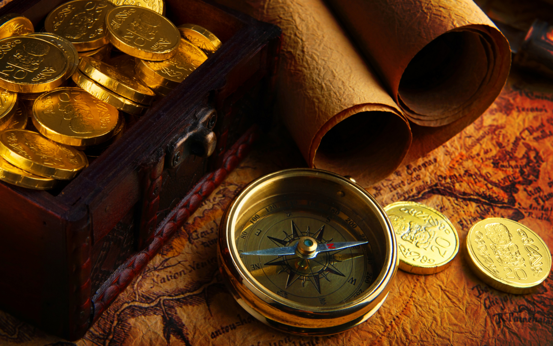 Gold and Pirate Map wallpaper 1920x1200
