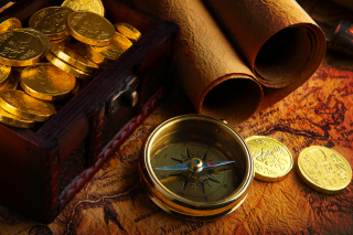 Gold and Pirate Map Wallpaper for Android, iPhone and iPad
