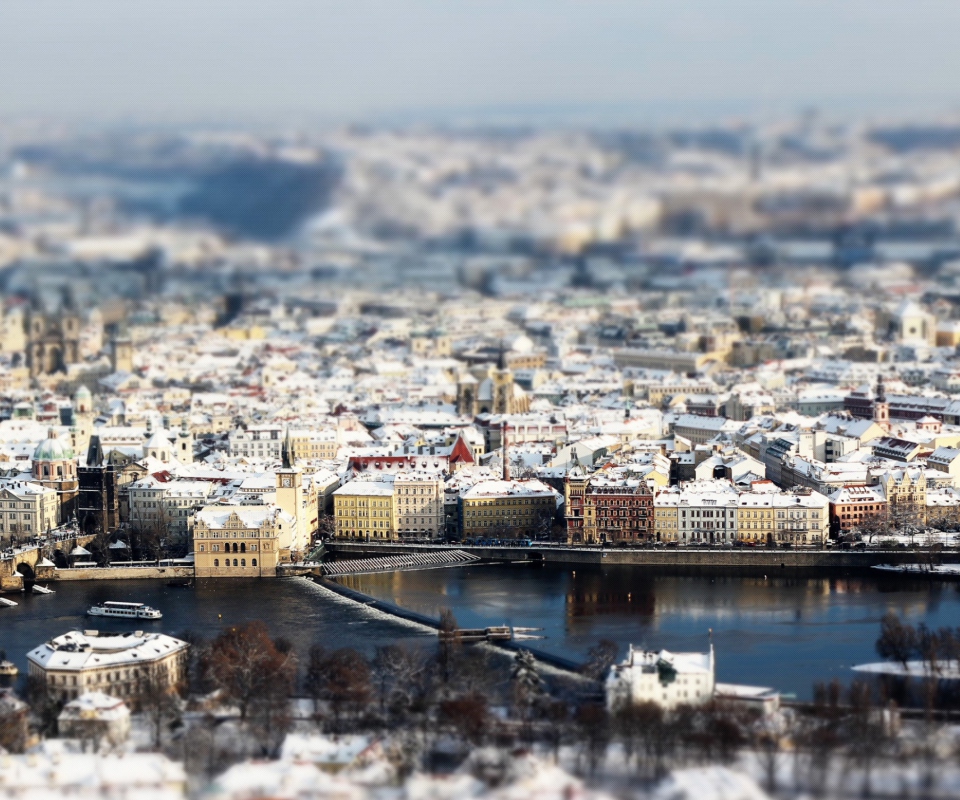 Das Prague Winter Panorama Wallpaper 960x800