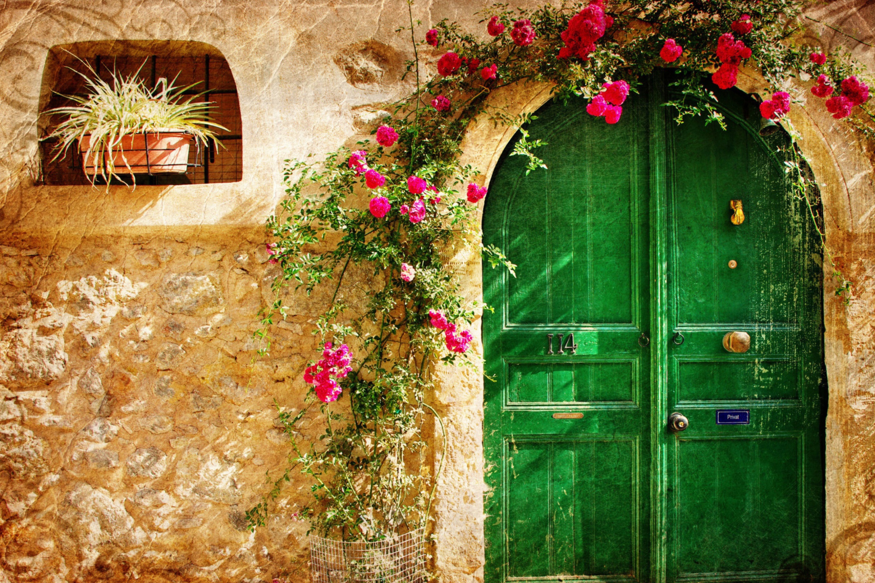 Picturesque Old House Door wallpaper 2880x1920