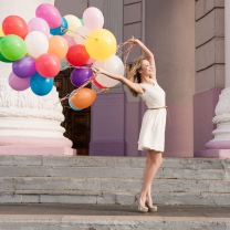 Girl With Colorful Balloons wallpaper 208x208