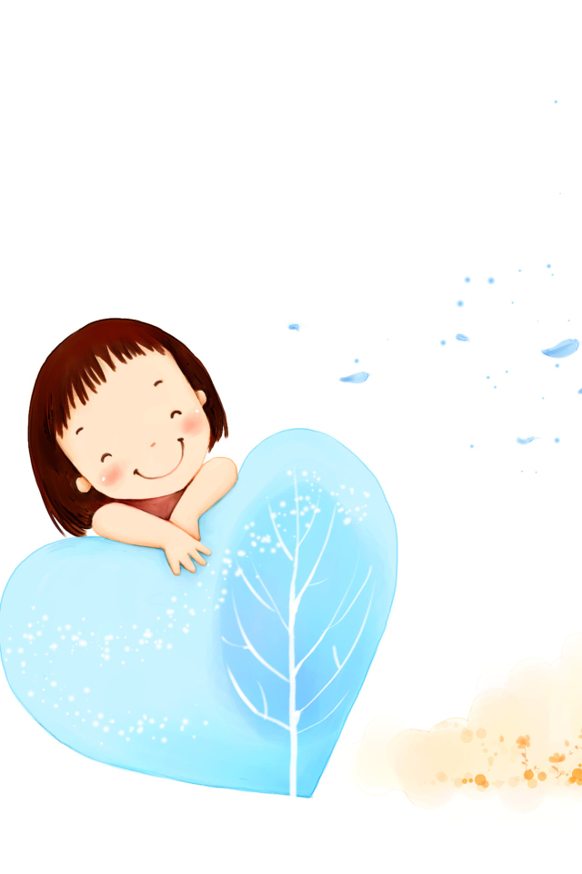 Drawing Of Funny Girl With Heart wallpaper 640x960