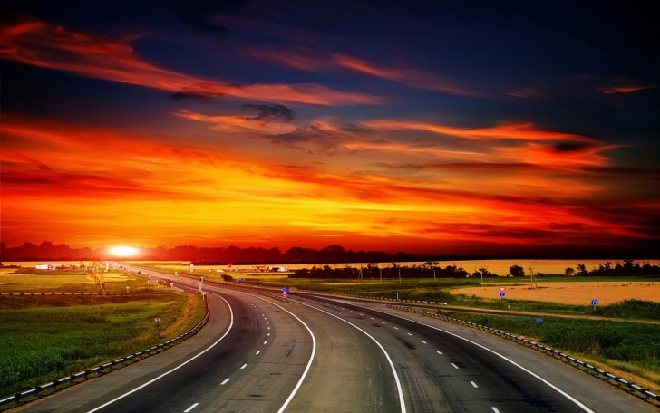 Sunset Highway Hd wallpaper