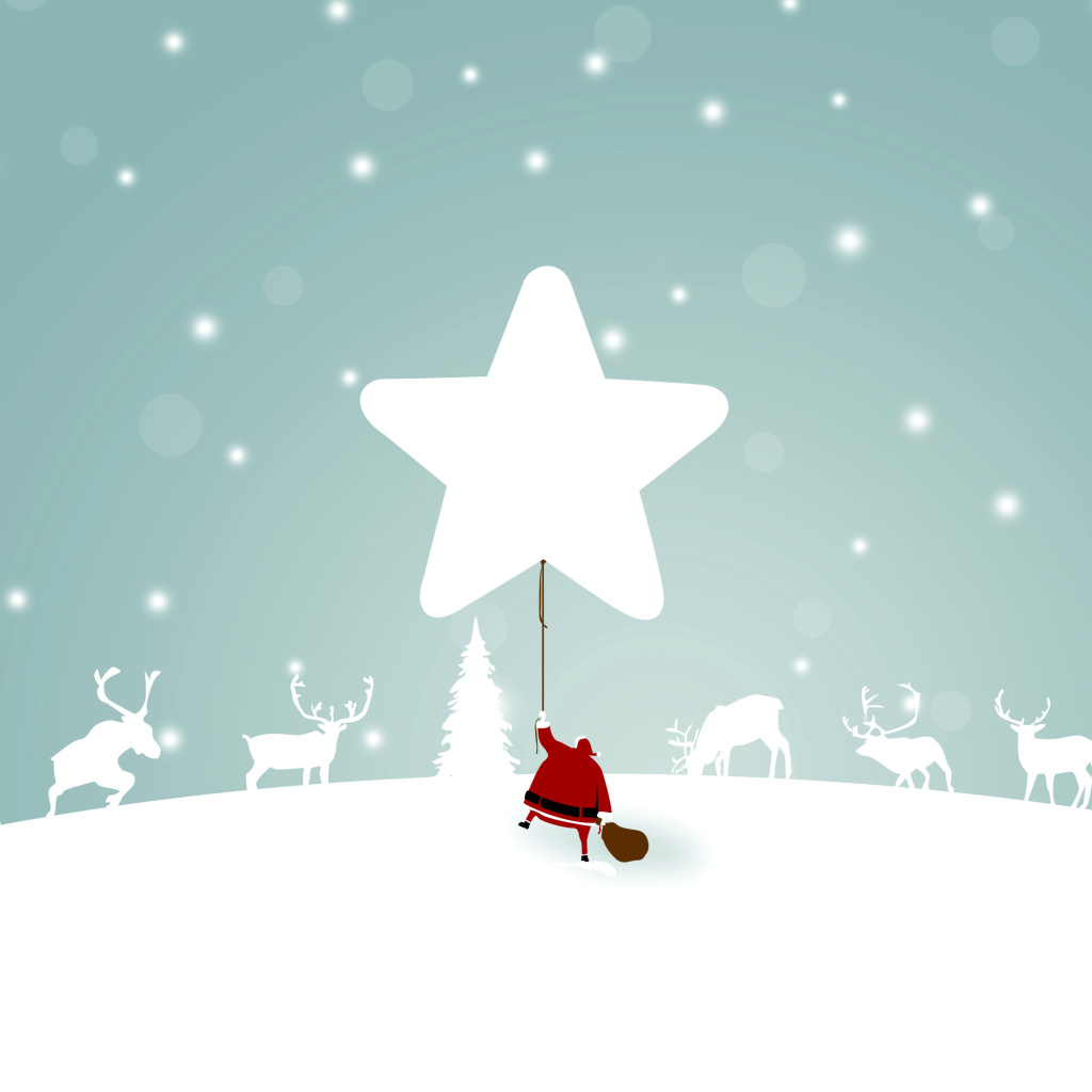 Sfondi Santa Claus with Reindeer 1024x1024