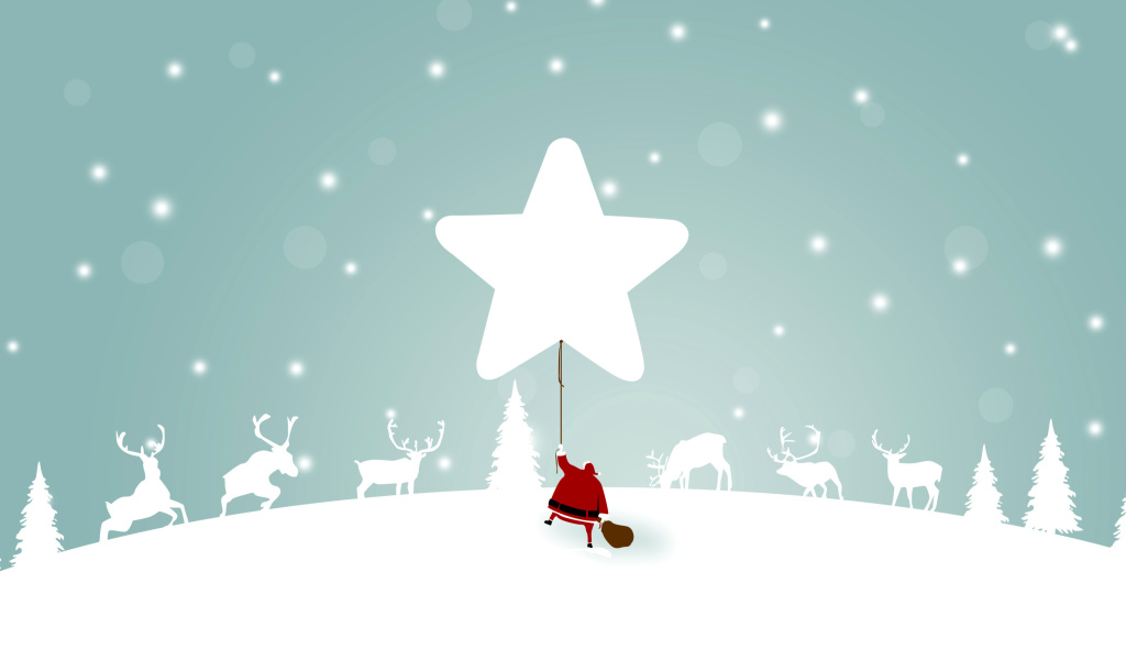 Fondo de pantalla Santa Claus with Reindeer 1024x600