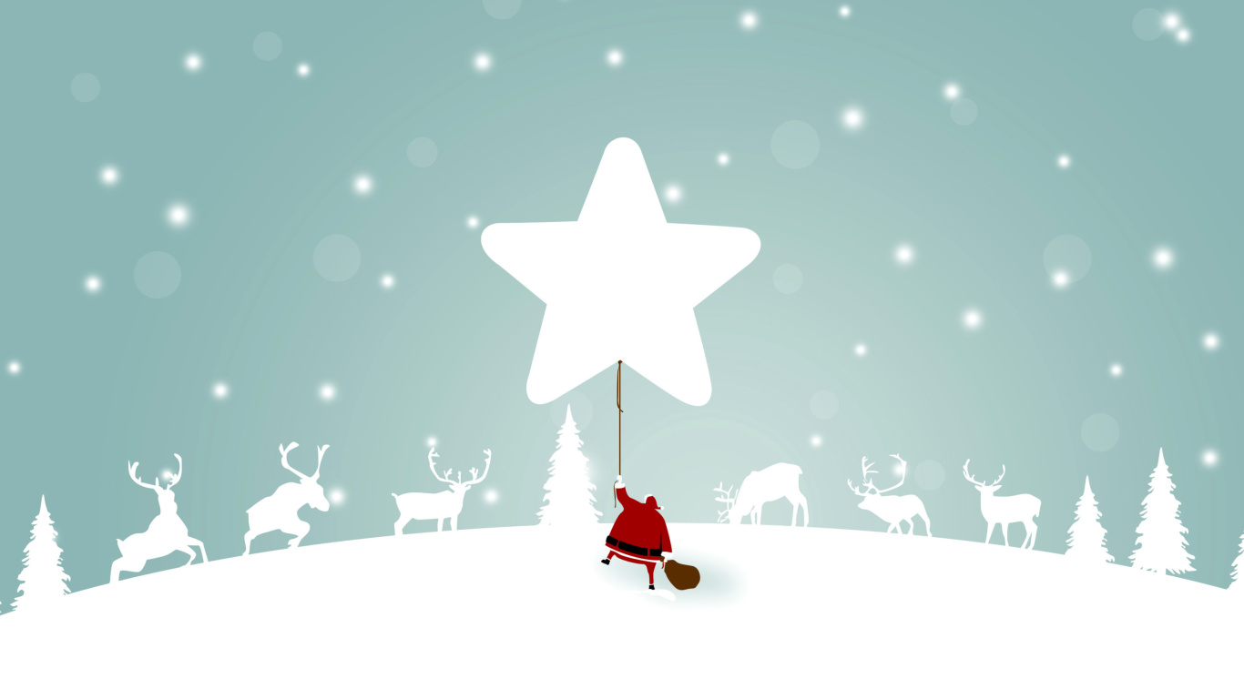 Sfondi Santa Claus with Reindeer 1366x768