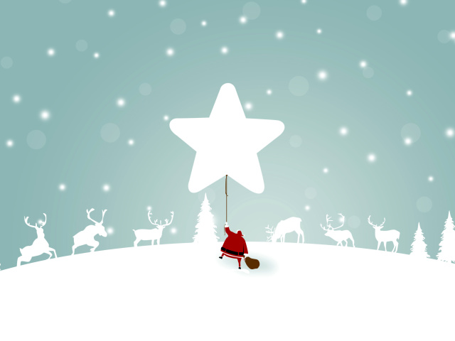 Обои Santa Claus with Reindeer 640x480