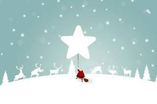 Santa Claus with Reindeer Wallpaper for Android, iPhone and iPad