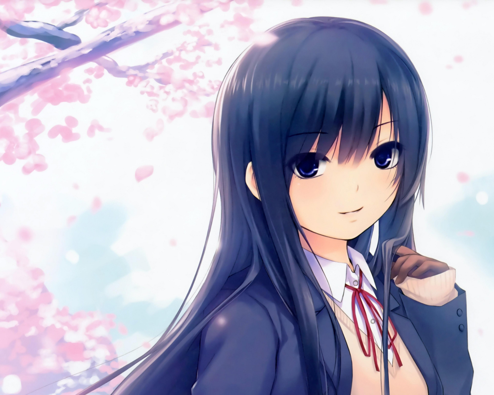 Das Anime Girl Cherry Blossom Wallpaper 1600x1280