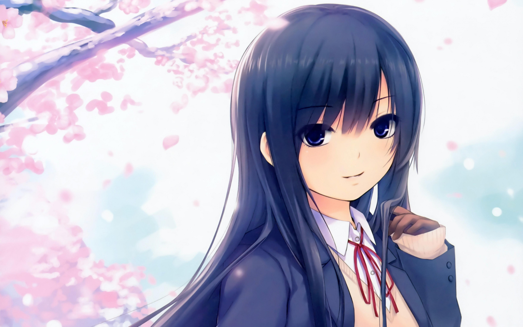 Screenshot №1 pro téma Anime Girl Cherry Blossom 1680x1050