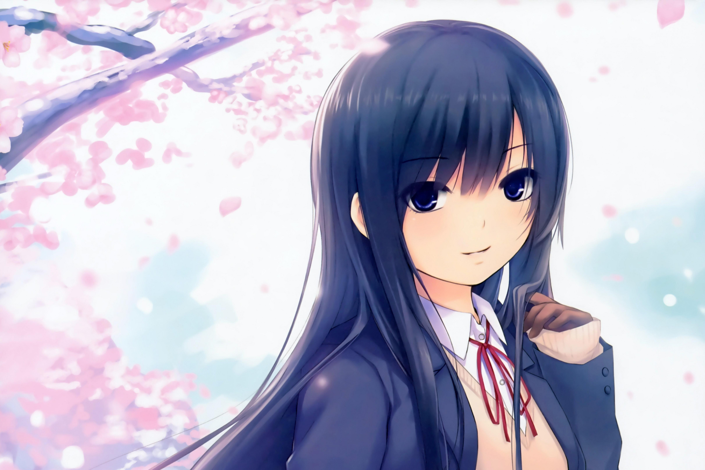 Das Anime Girl Cherry Blossom Wallpaper 2880x1920
