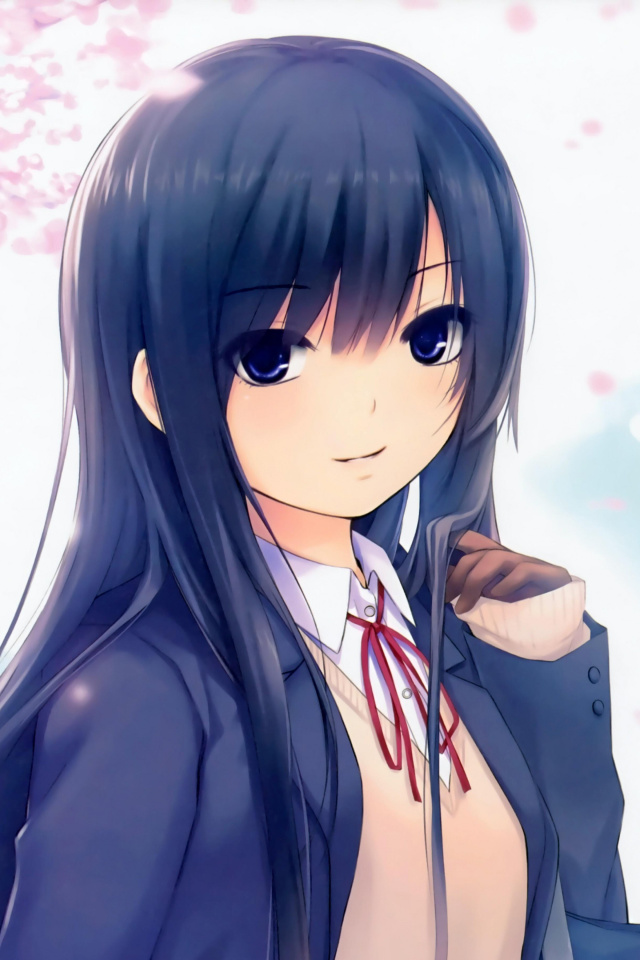 Das Anime Girl Cherry Blossom Wallpaper 640x960