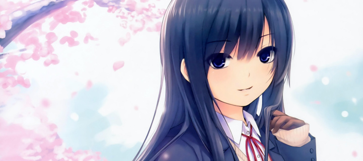 Das Anime Girl Cherry Blossom Wallpaper 720x320