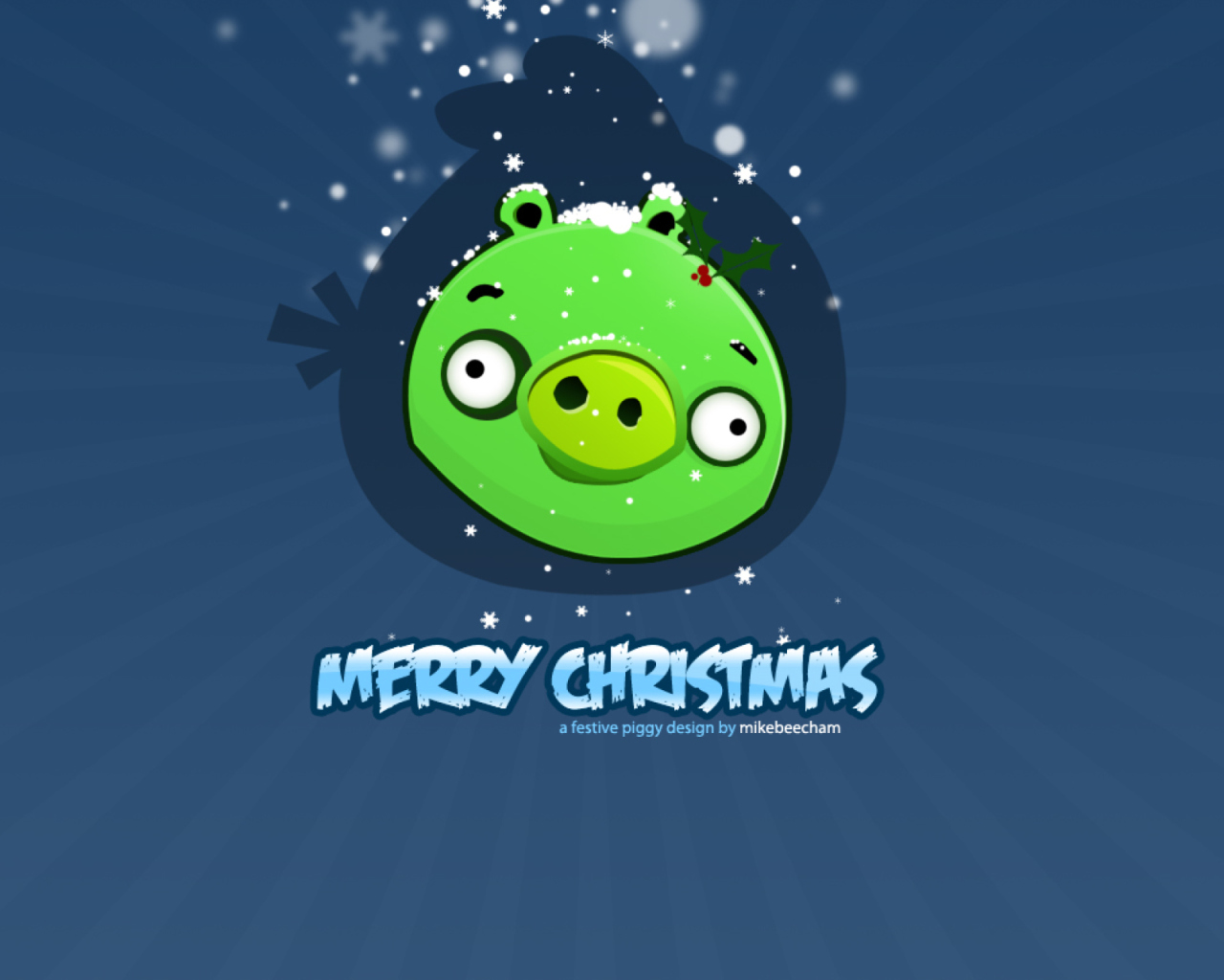 Обои Green Piggi Merry Chirstmas 1280x1024