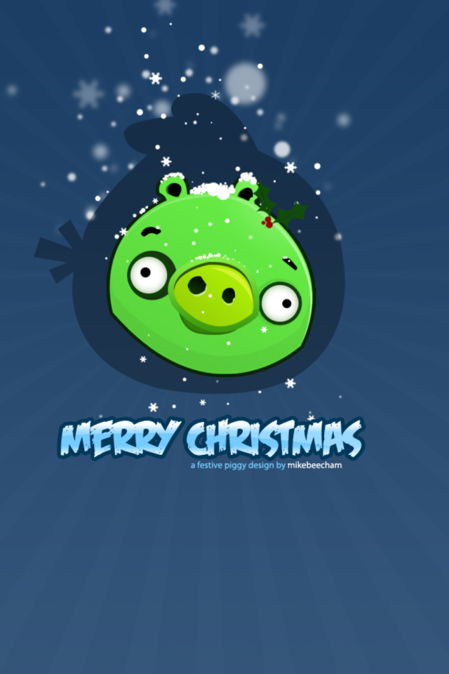 Das Green Piggi Merry Chirstmas Wallpaper 640x960