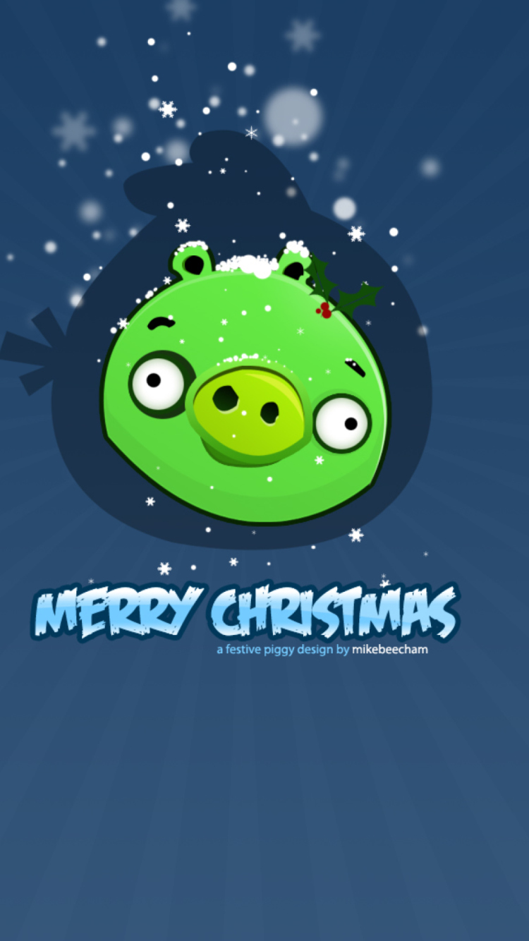Fondo de pantalla Green Piggi Merry Chirstmas 750x1334