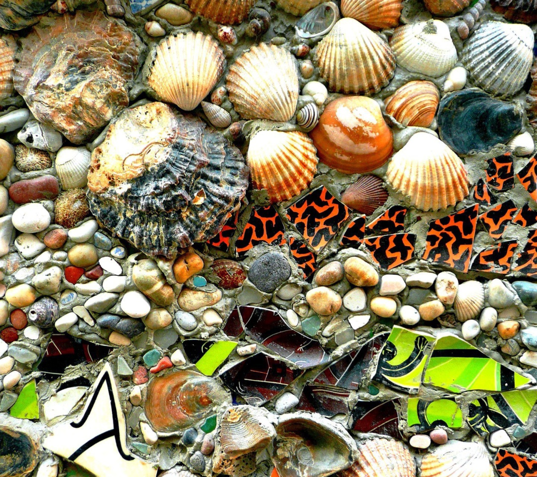 Shells and Pebbles wallpaper 1080x960