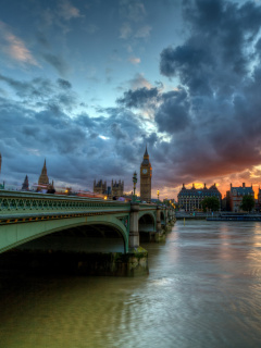 Westminster bridge on Thames River wallpaper 240x320