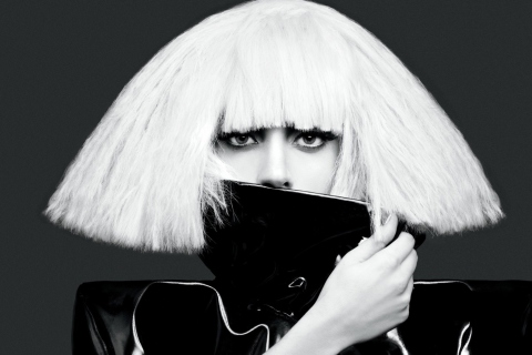 Fondo de pantalla Lady Gaga Black And White 480x320