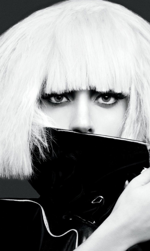 Обои Lady Gaga Black And White 480x800